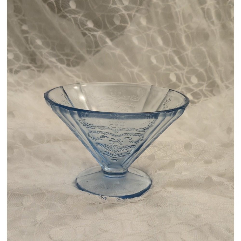 Federal Glass Madrid Blue Pattern Cone Shaped Sherbet 2.75" Depression Glass